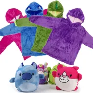 Plyšová mikina Hoodie Pets - Dětské pončo, polštářek a plyšák 3v1